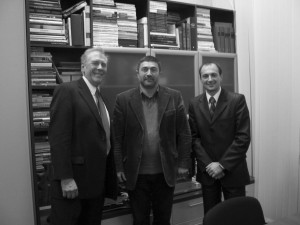 Iurie Rosca, the leader of the Popular Christian Democratic (PCD) party, in the middle, flanked by Dr. Cameron and his translator, Vitalie. The PCD is the second-largest party in Moldova. Rosca said he is keen to stop gay rights and is willing to promote the idea of a collalition including PCD parties throughout Eastern Europe to stop super rights for gays and gay marriage.